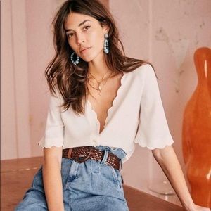 Sezane Antika Blouse in Ecru, White